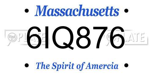 6IQ876 Massachusetts License Plate