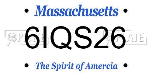 6IQS26 Massachusetts License Plate