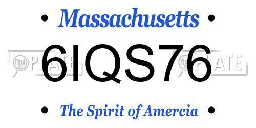 6IQS76 Massachusetts License Plate