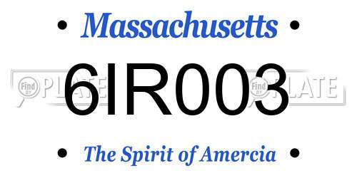 6IR003 Massachusetts License Plate