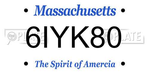 6IYK80 Massachusetts License Plate