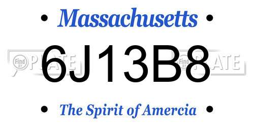 6J13B8 Massachusetts License Plate
