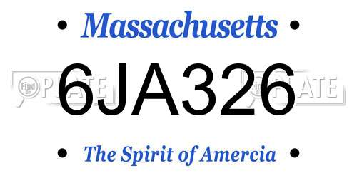 6JA326 Massachusetts License Plate