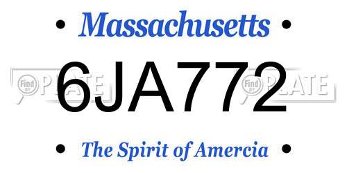 6JA772 Massachusetts License Plate