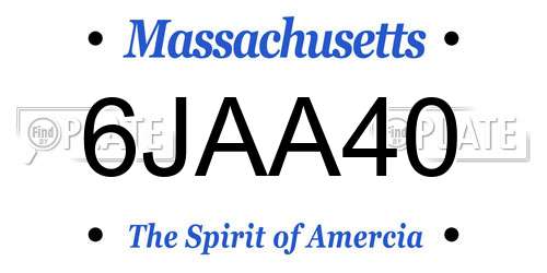 6JAA40 Massachusetts License Plate