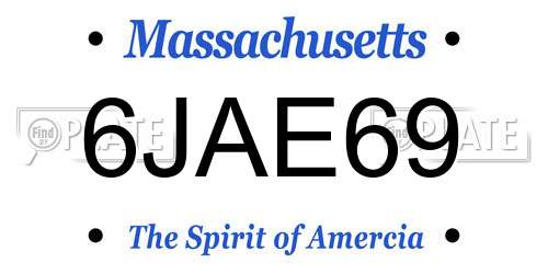 6JAE69 Massachusetts License Plate