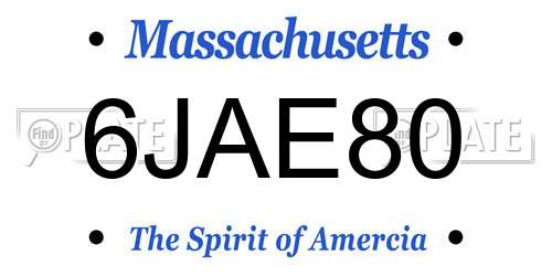 6JAE80 Massachusetts License Plate