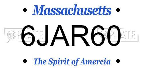 6JAR60 Massachusetts License Plate