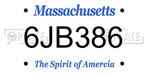 6JB386 Massachusetts License Plate