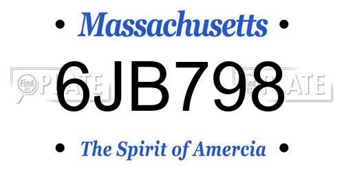 6JB798 Massachusetts License Plate