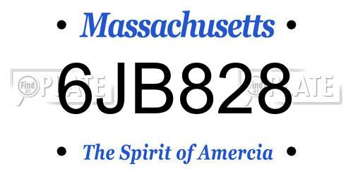 6JB828 Massachusetts License Plate
