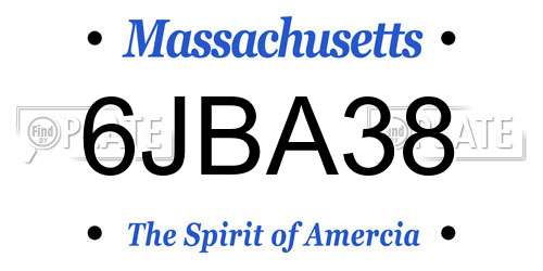 6JBA38 Massachusetts License Plate