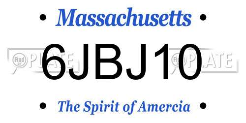 6JBJ10 Massachusetts License Plate