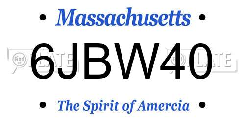 6JBW40 Massachusetts License Plate