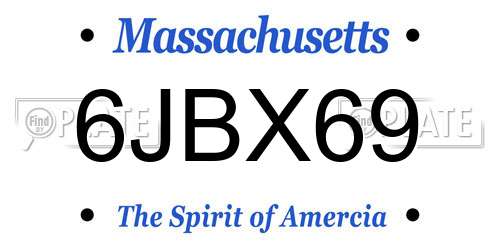 6JBX69 Massachusetts License Plate