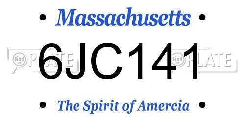 6JC141 Massachusetts License Plate