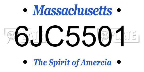 6JC5501 Massachusetts License Plate
