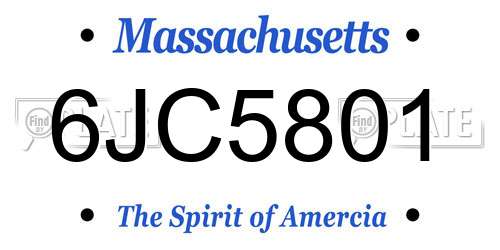 6JC5801 Massachusetts License Plate