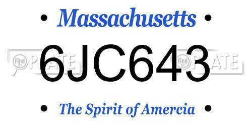 6JC643 Massachusetts License Plate