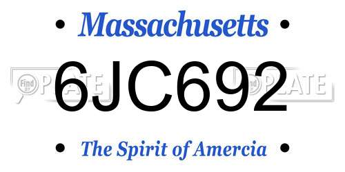 6JC692 Massachusetts License Plate