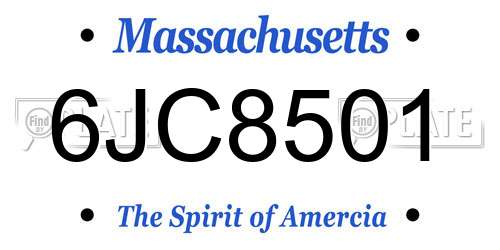 6JC8501 Massachusetts License Plate