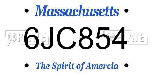 6JC854 Massachusetts License Plate