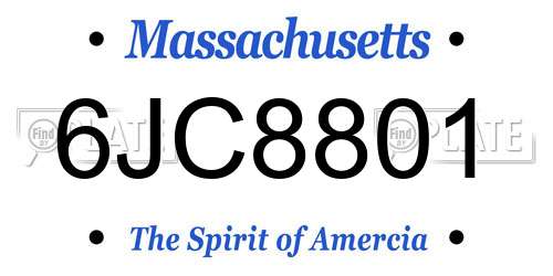 6JC8801 Massachusetts License Plate