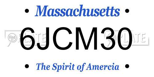 6JCM30 Massachusetts License Plate