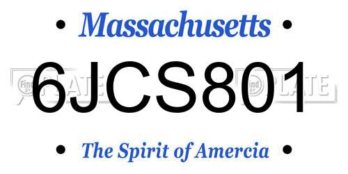 6JCS801 Massachusetts License Plate