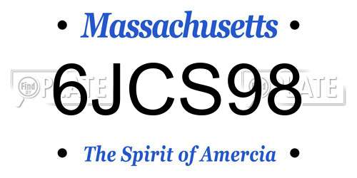 6JCS98 Massachusetts License Plate