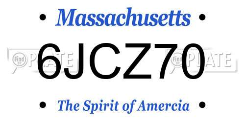 6JCZ70 Massachusetts License Plate