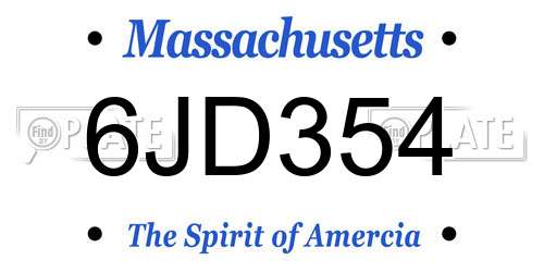 6JD354 Massachusetts License Plate