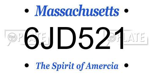 6JD521 Massachusetts License Plate