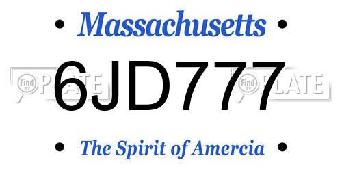 6JD777 Massachusetts License Plate
