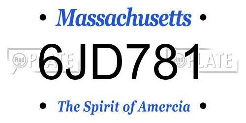6JD781 Massachusetts License Plate