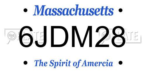 6JDM28 Massachusetts License Plate