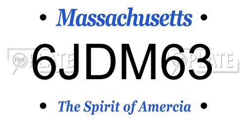 6JDM63 Massachusetts License Plate