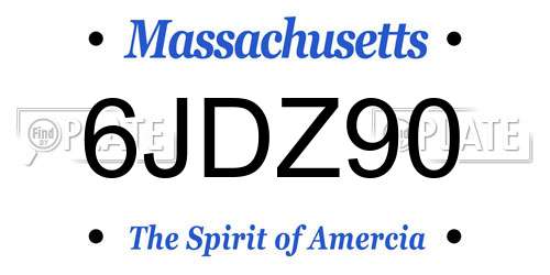 6JDZ90 Massachusetts License Plate