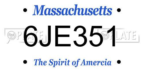 6JE351 Massachusetts License Plate