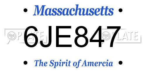 6JE847 Massachusetts License Plate