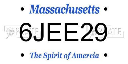 6JEE29 Massachusetts License Plate