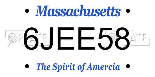 6JEE58 Massachusetts License Plate