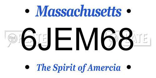 6JEM68 Massachusetts License Plate