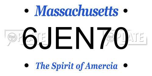 6JEN70 Massachusetts License Plate