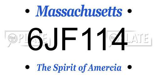 6JF114 Massachusetts License Plate