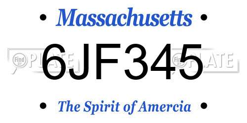 6JF345 Massachusetts License Plate