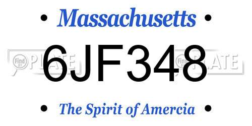 6JF348 Massachusetts License Plate