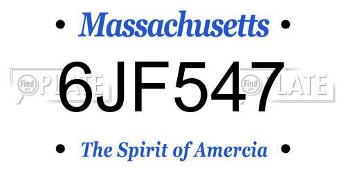 6JF547 Massachusetts License Plate