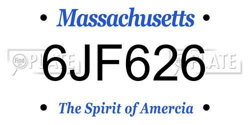 6JF626 Massachusetts License Plate