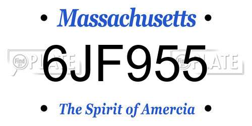 6JF955 Massachusetts License Plate